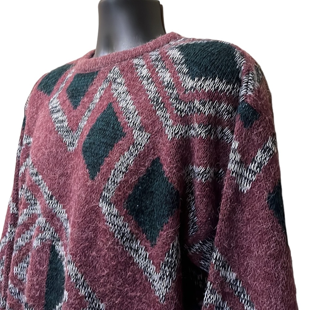 Vtg 80s/90s SEARS MEN’S STORE Geometric Grandpa Sweater~M~Acrylic/Nylon~Unisex
